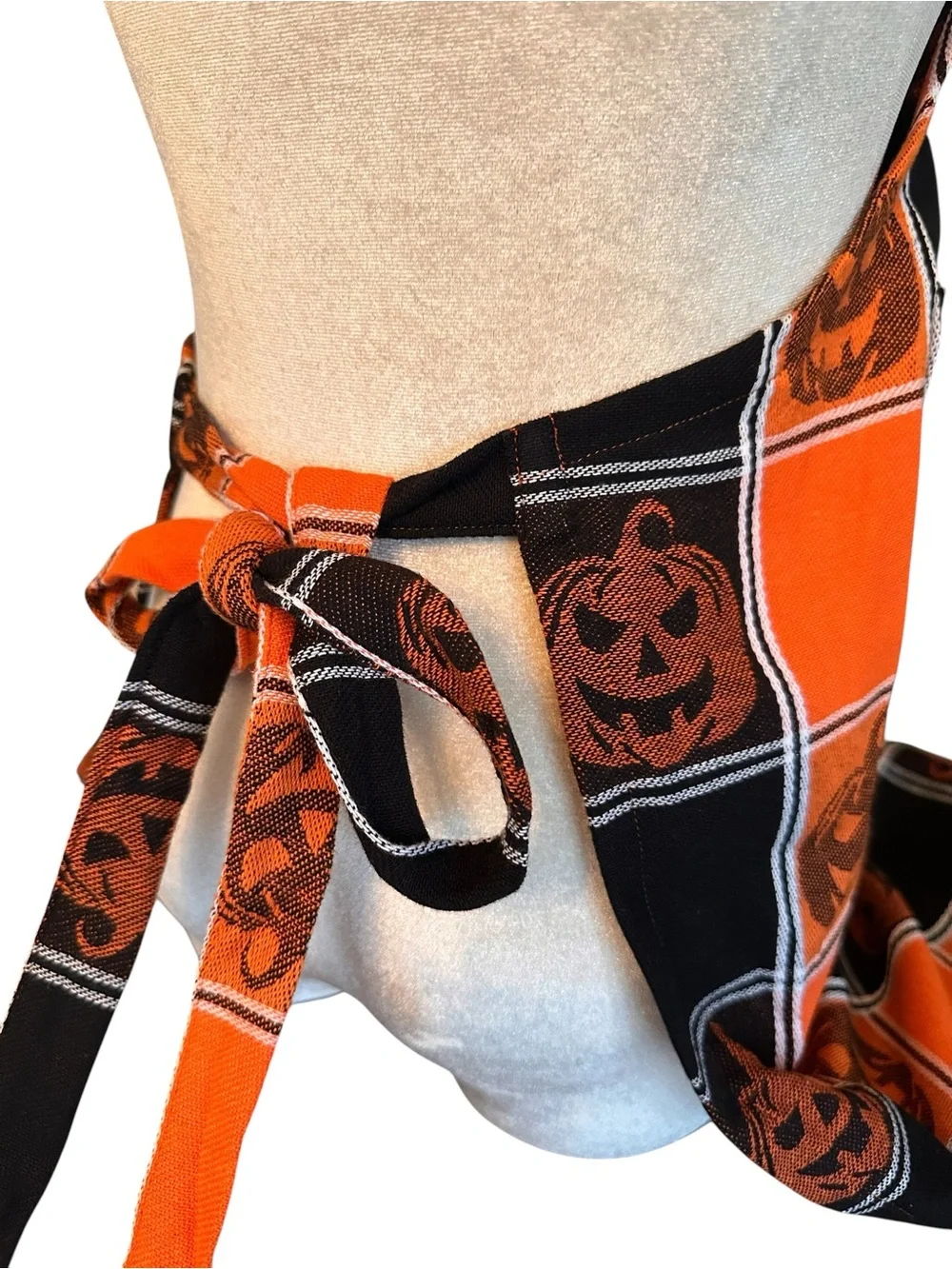 Halloween Pumpkin Jack-O'-Lantern Plaid Apron Orange Black Check